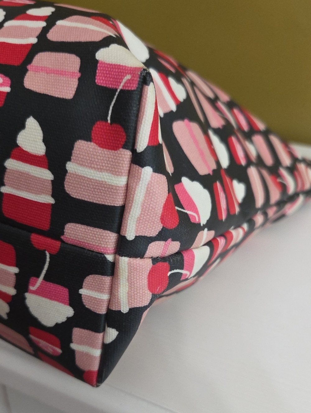 Kate Spade Black Tote Bag with Pink & Red Dessert Print - Picture 8 of 11